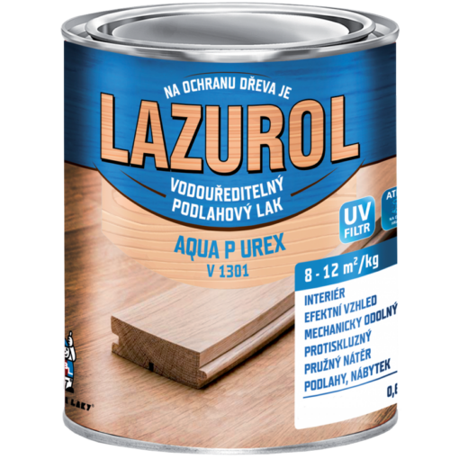 Lazurol AQUA P UREX V1301 0,6kg, bezfarebný vodou riediteľný akryluretánový lak na drevo www.Pulzar.sk Farby Laky